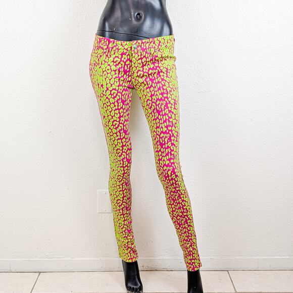 TRIPP NYC Neon Leopard Print Skinny Jeans size 25 - Picture 2 of 12